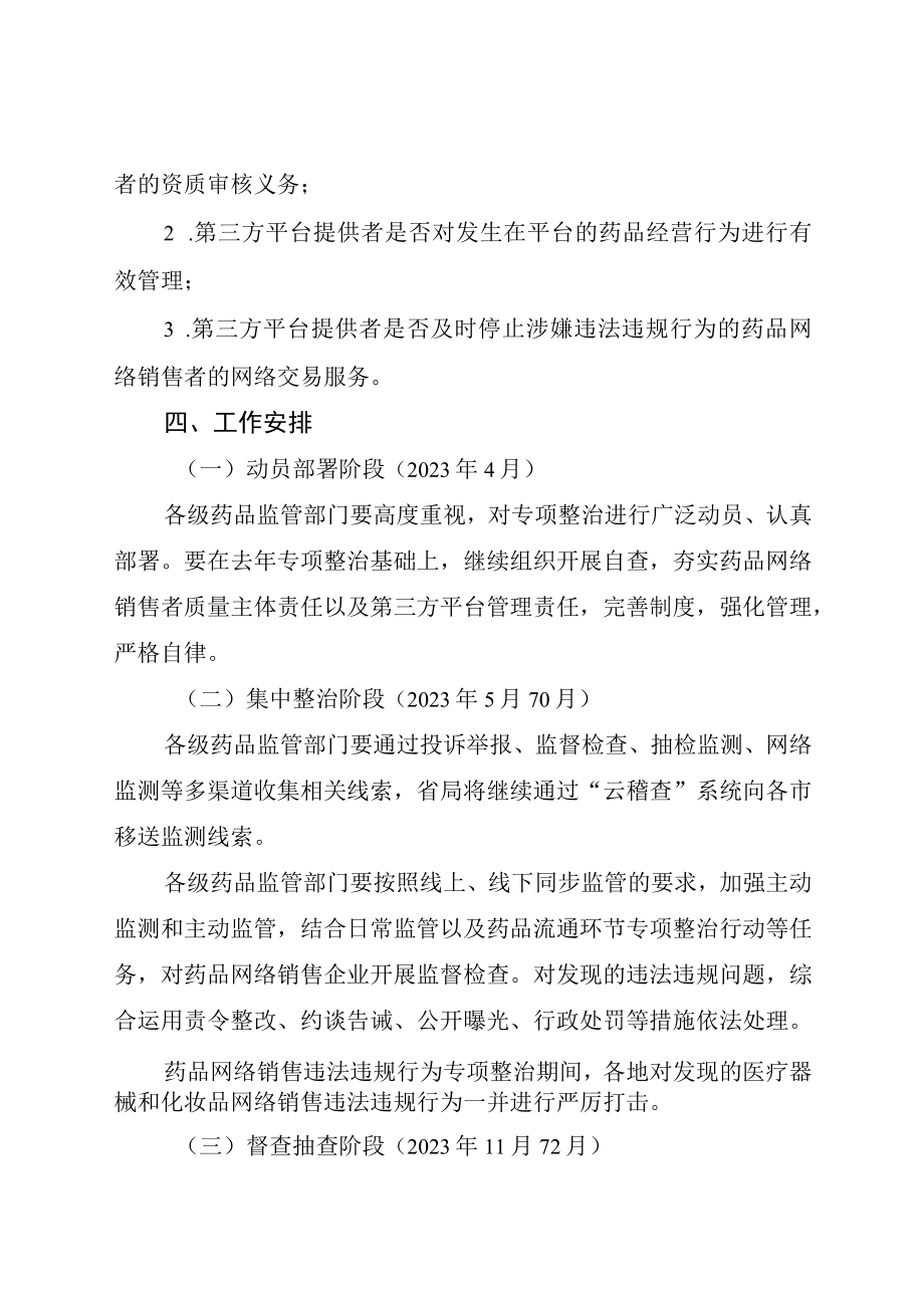 2023年药品网络销售违法违规行为专项整治行动方案.docx_第3页