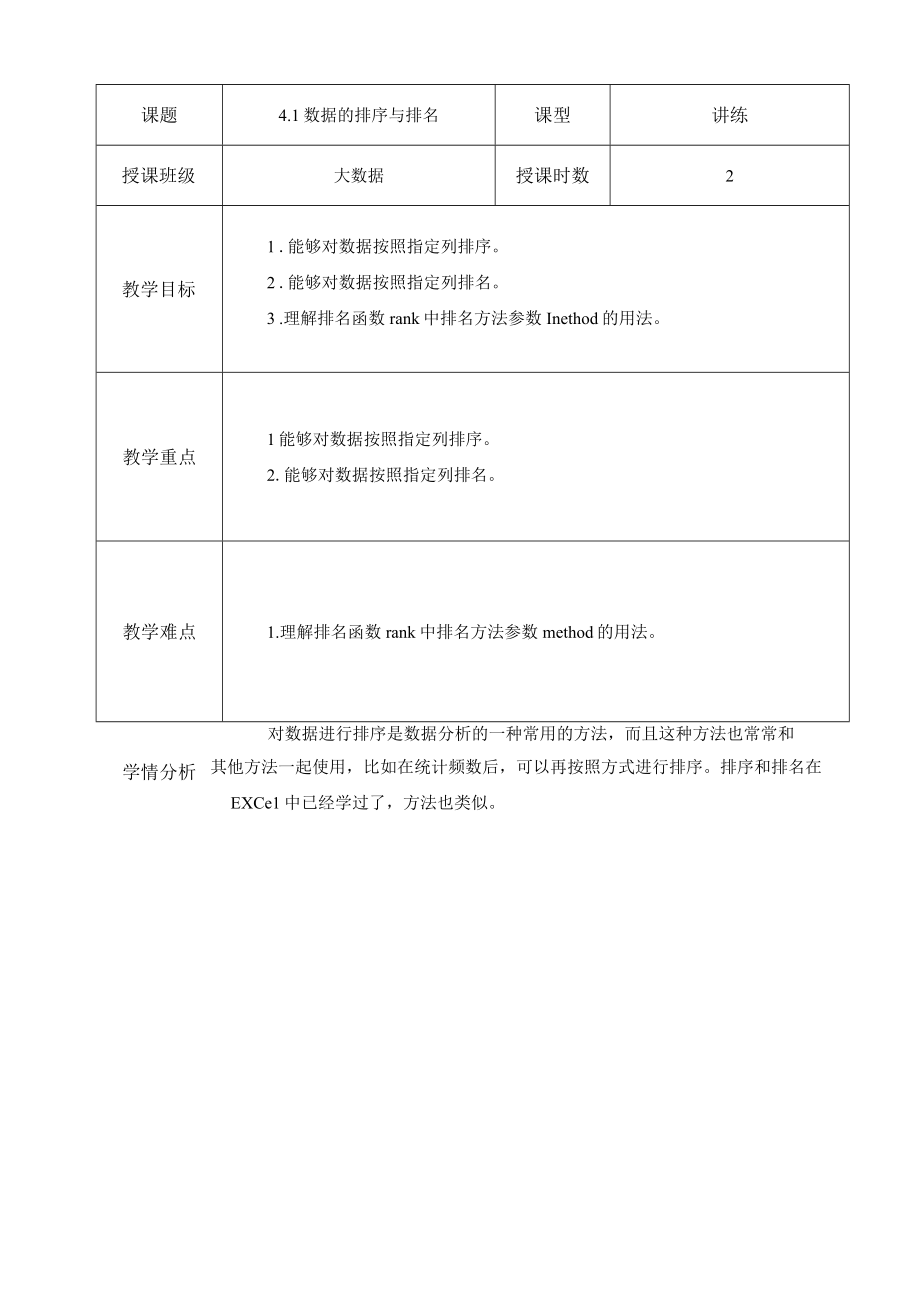 Python数据分析与可视化 教案 电子 第4章 利用pandas进行数据分析.docx_第1页