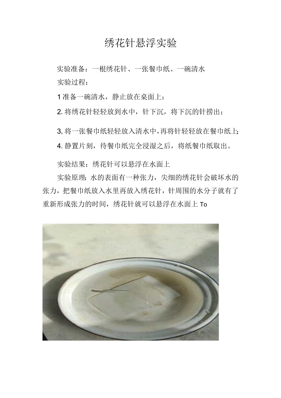 401闵陈佐绣花针悬浮实验公开课教案教学设计课件资料.docx_第1页