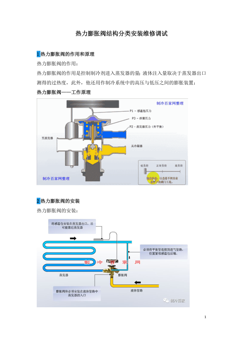 热力膨胀阀结构分类安装维修调试.doc_第1页