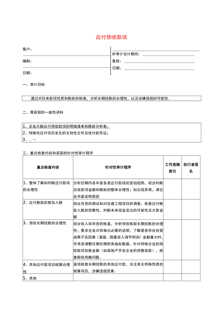 7报表科目审计程序应付预收款项.docx_第1页