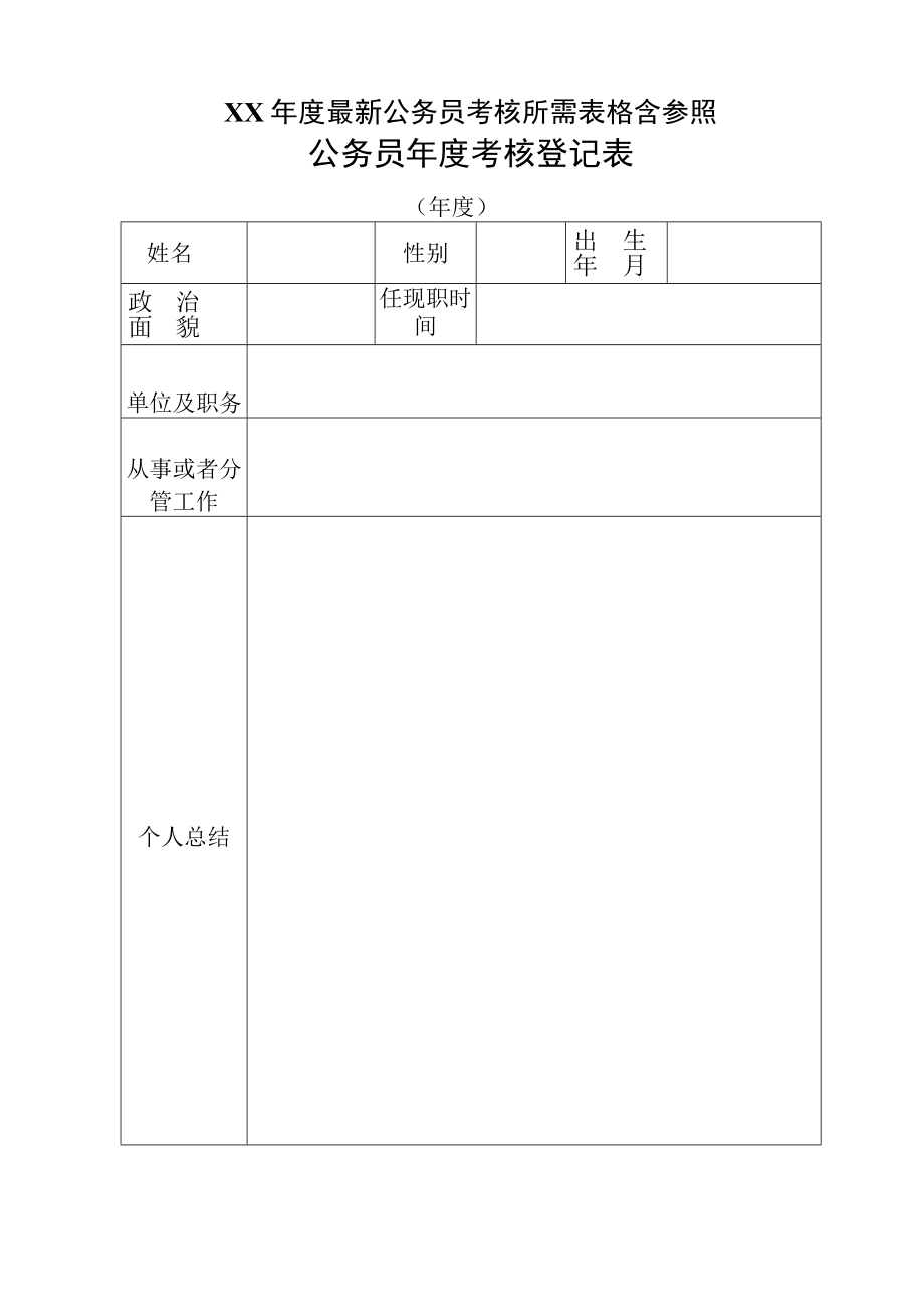 XX年度最新公务员考核所需表格含参照.docx_第1页