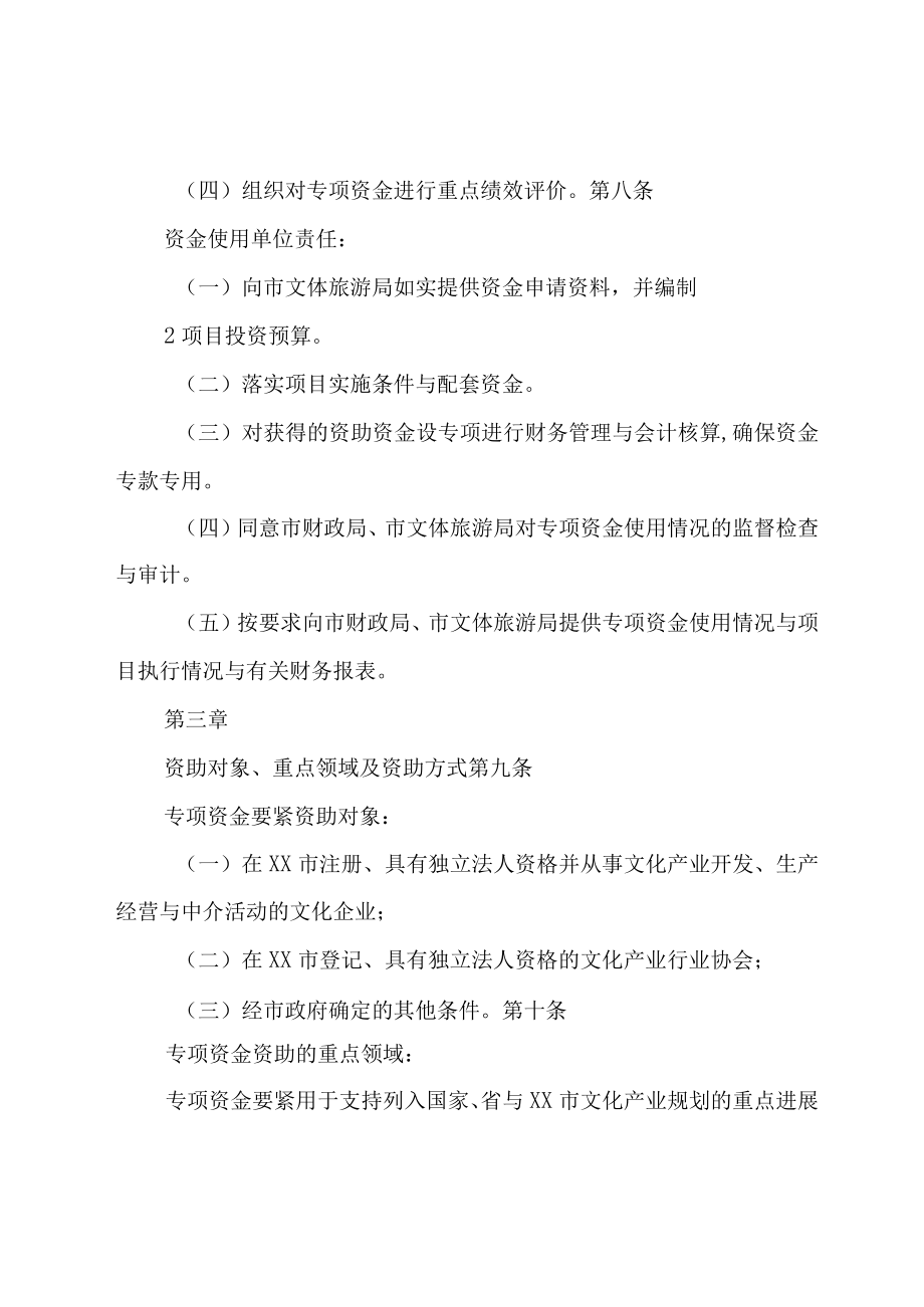 XX市文化产业发展专项资金管理暂行办法范文.docx_第3页