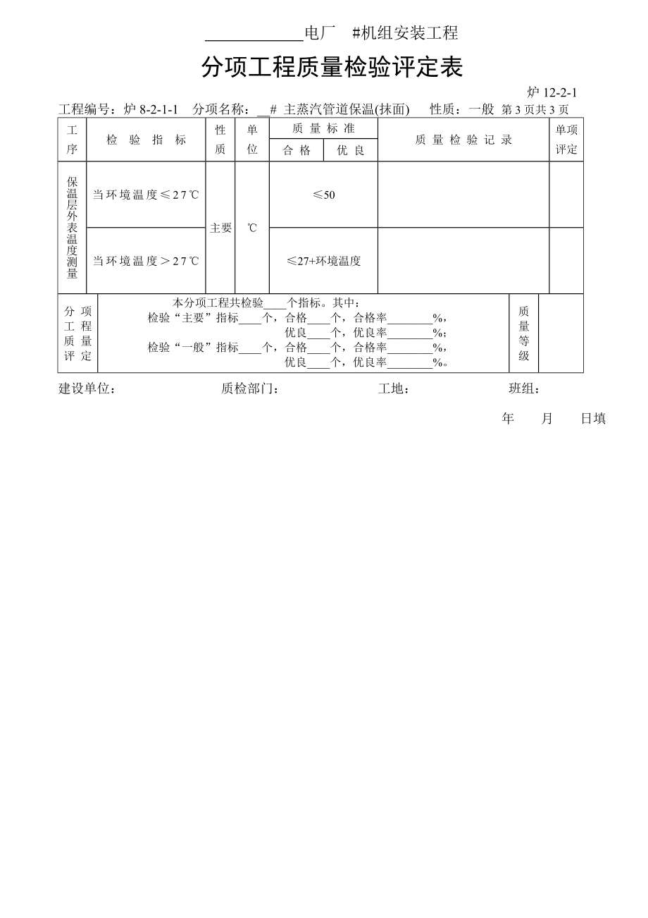 分项工程质量检验评定表-主蒸汽管道保温油漆.doc_第3页