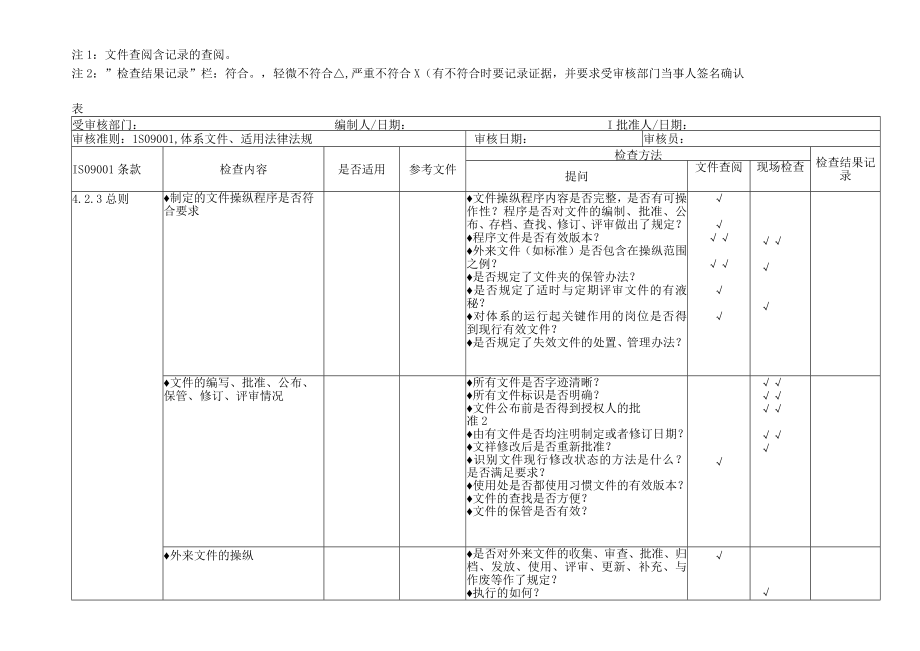 最新iso9001质量管理体系审核通用检查表推荐参考.docx_第2页