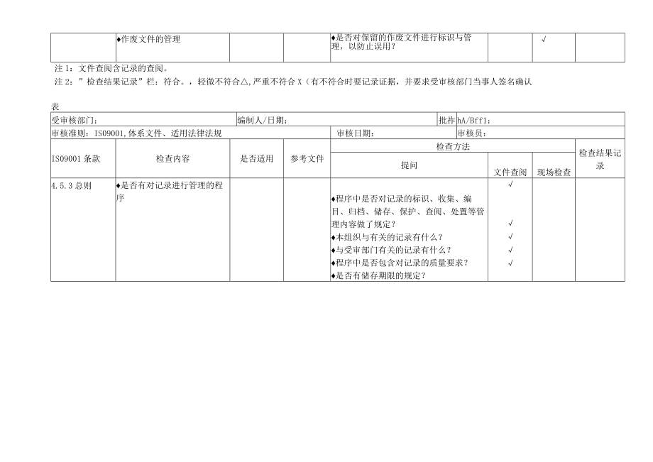 最新iso9001质量管理体系审核通用检查表推荐参考.docx_第3页