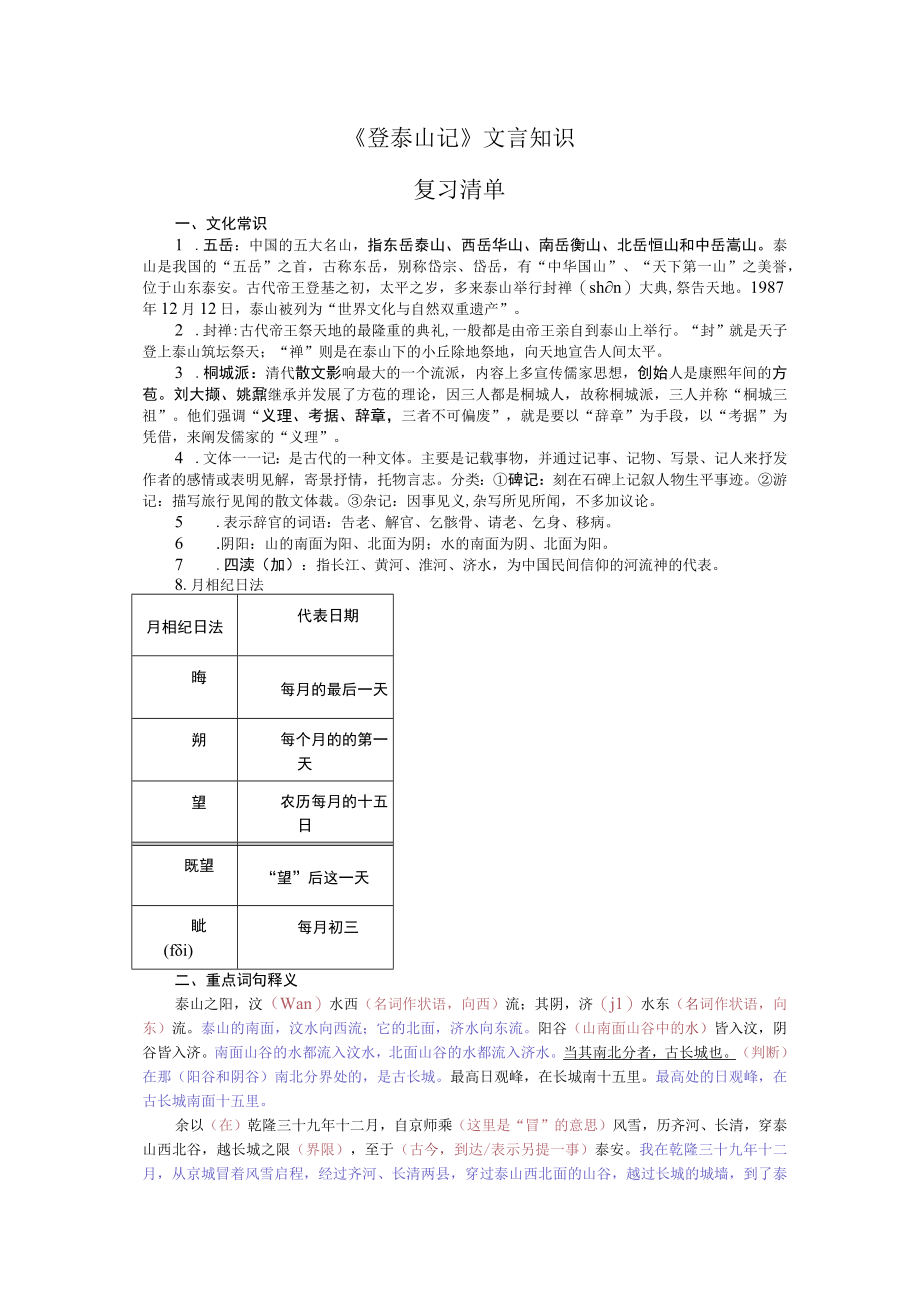 《登泰山记》文言知识复习清单.docx_第1页