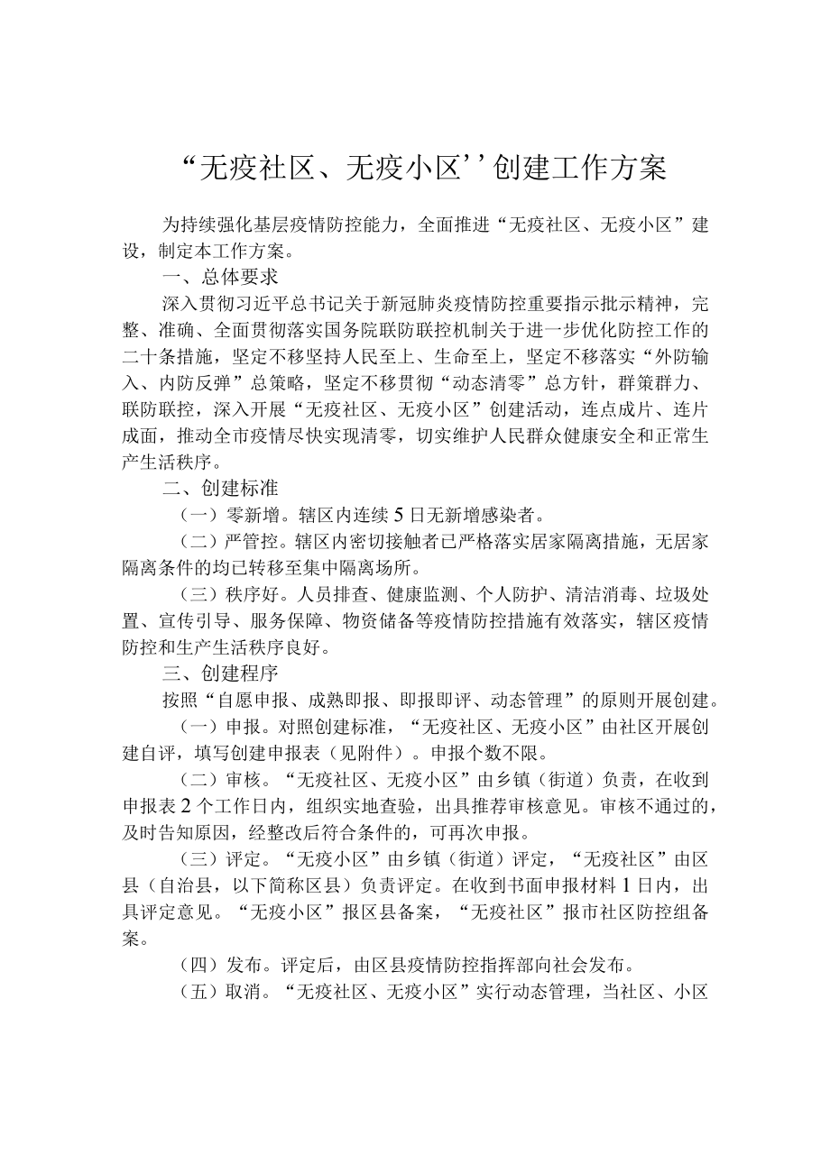 无疫社区无疫小区创建工作方案.docx_第1页