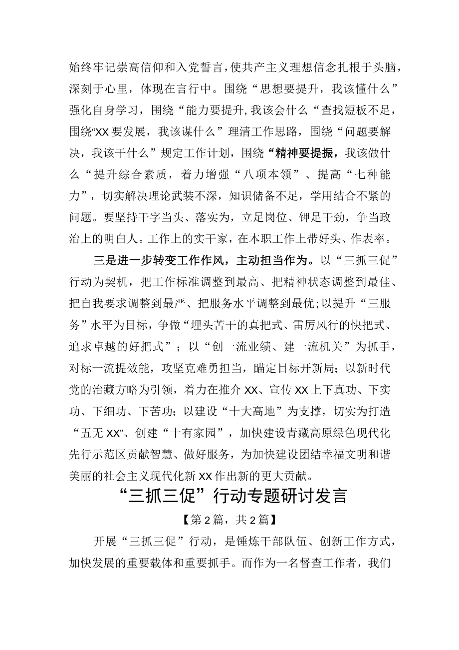 三抓三促行动专题研讨发言精选共二篇.docx_第2页