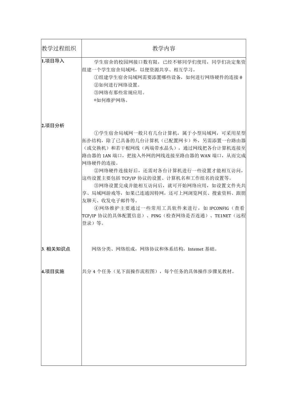 《信息技术》 教案 项目3 学生宿舍局域网的组建及应用.docx_第2页