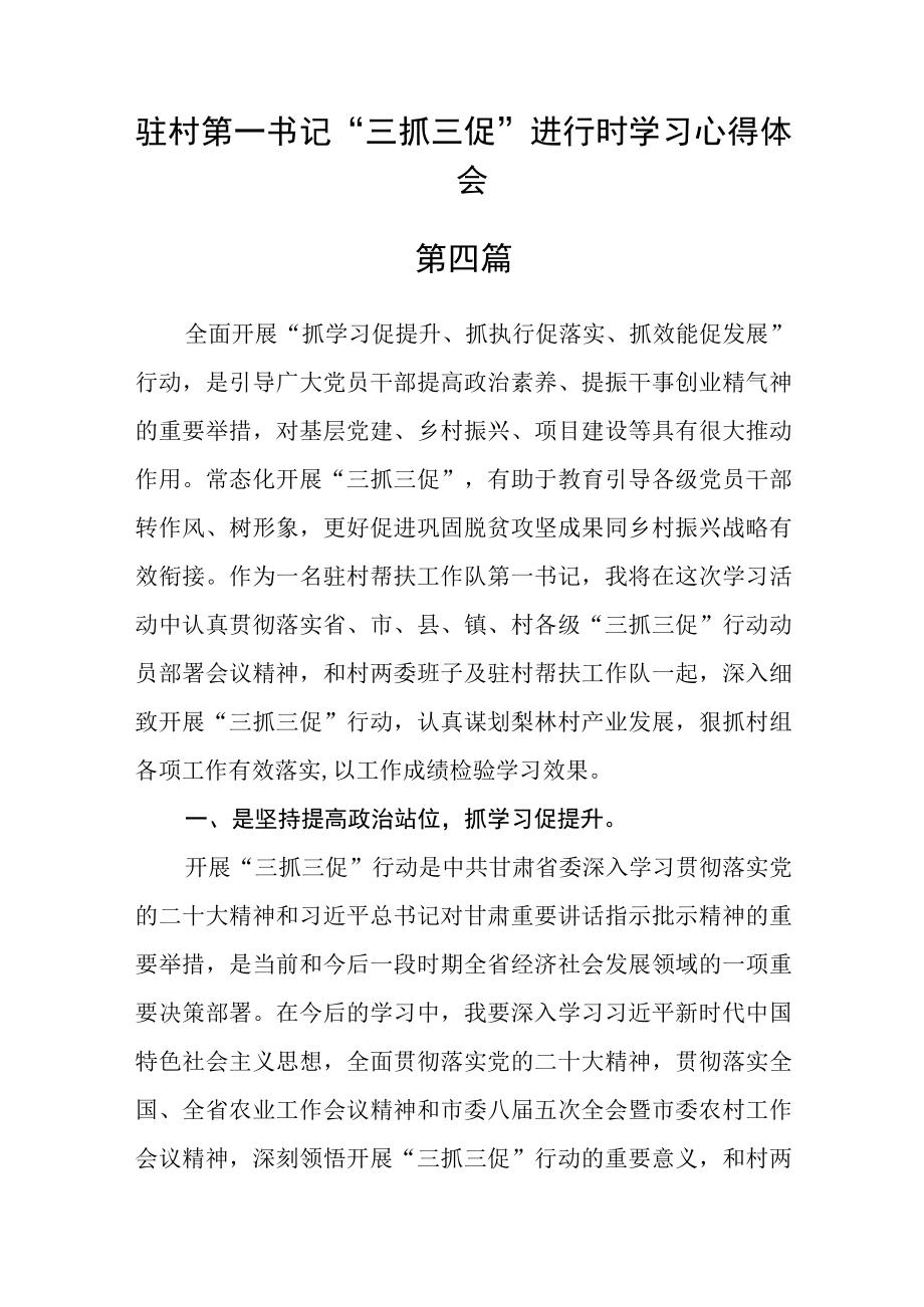 驻村第一书记三抓三促进行时学习心得体会五篇.docx_第3页