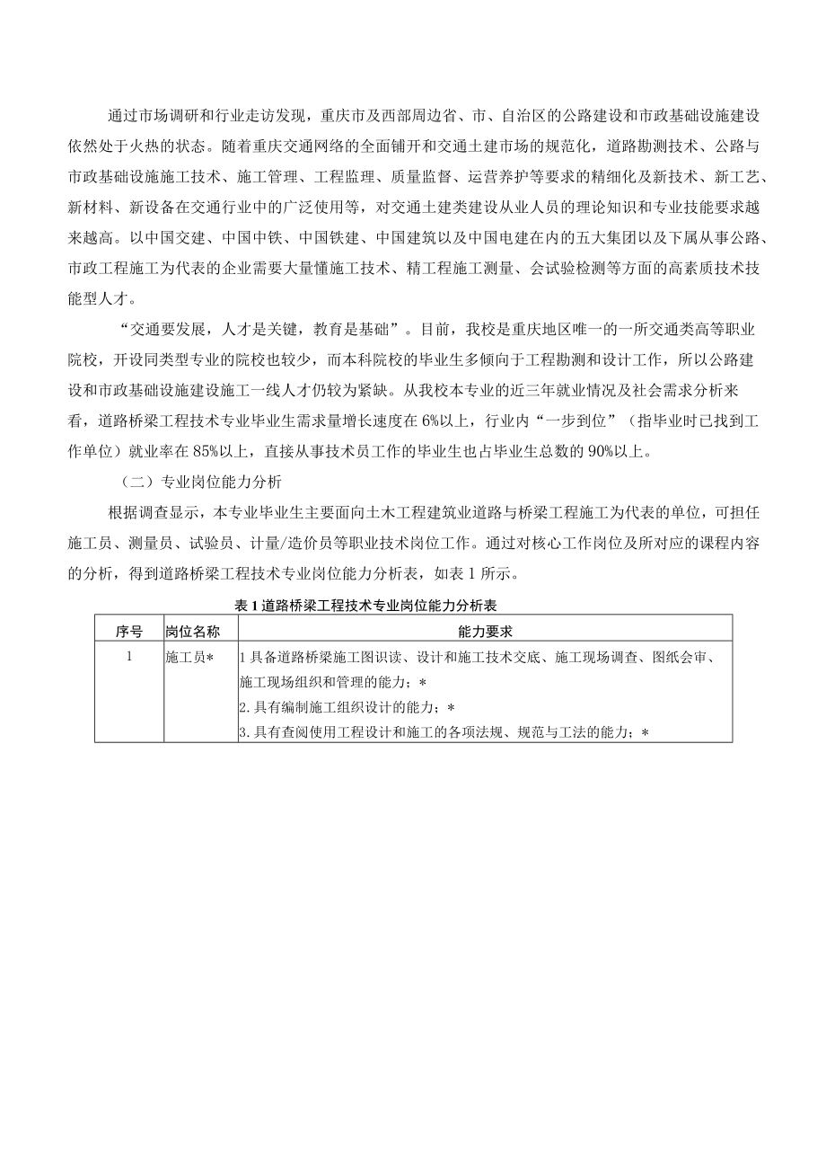 重庆交通职业学院道路桥梁工程技术专业2019级人才培养方案.docx_第3页