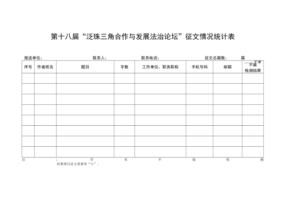 第十八届“泛珠三角合作与发展法治论坛”征文情况统计表.docx_第1页