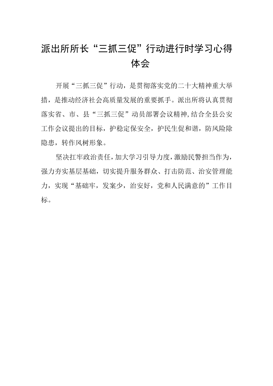 派出所所长三抓三促行动进行时学习心得体会.docx_第1页