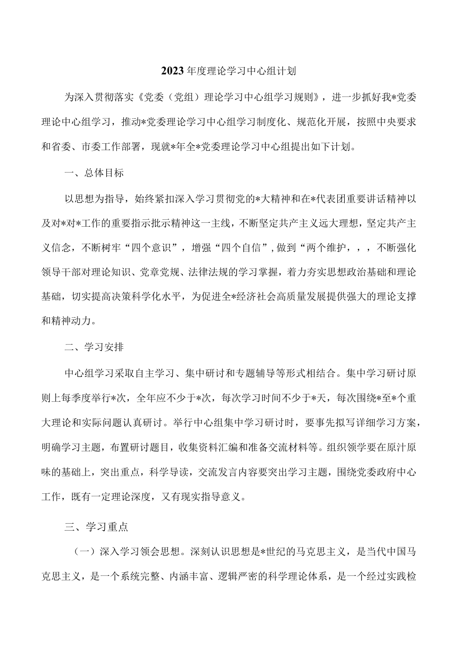 2023年度理论学习中心组计划.docx_第1页