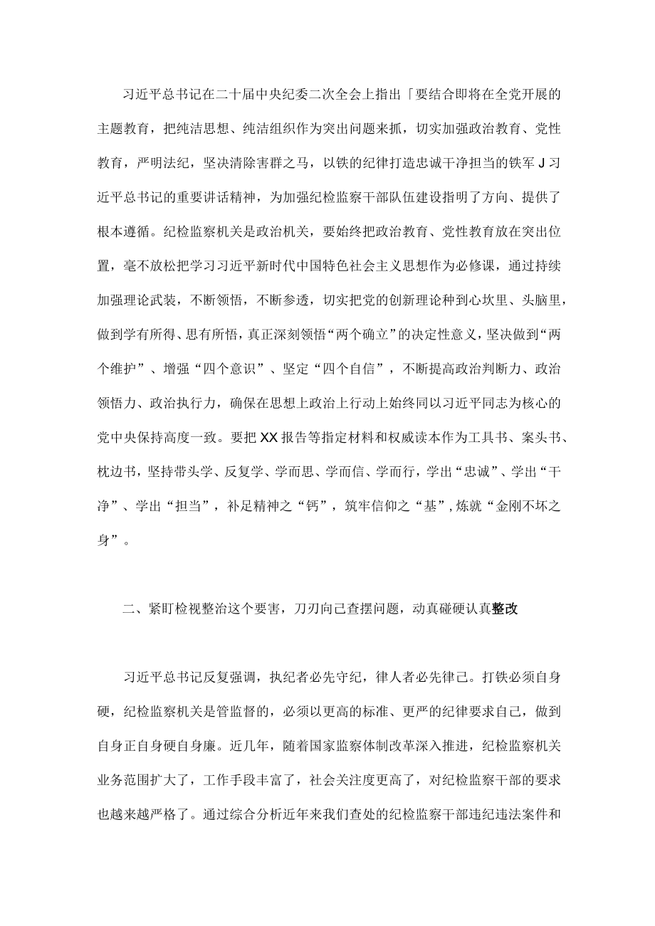 2023年全面学习全国纪检监察干部队伍教育整顿会议精神心得体会与学习两会政府工作报告心得体会研讨发言材料合编.docx_第2页