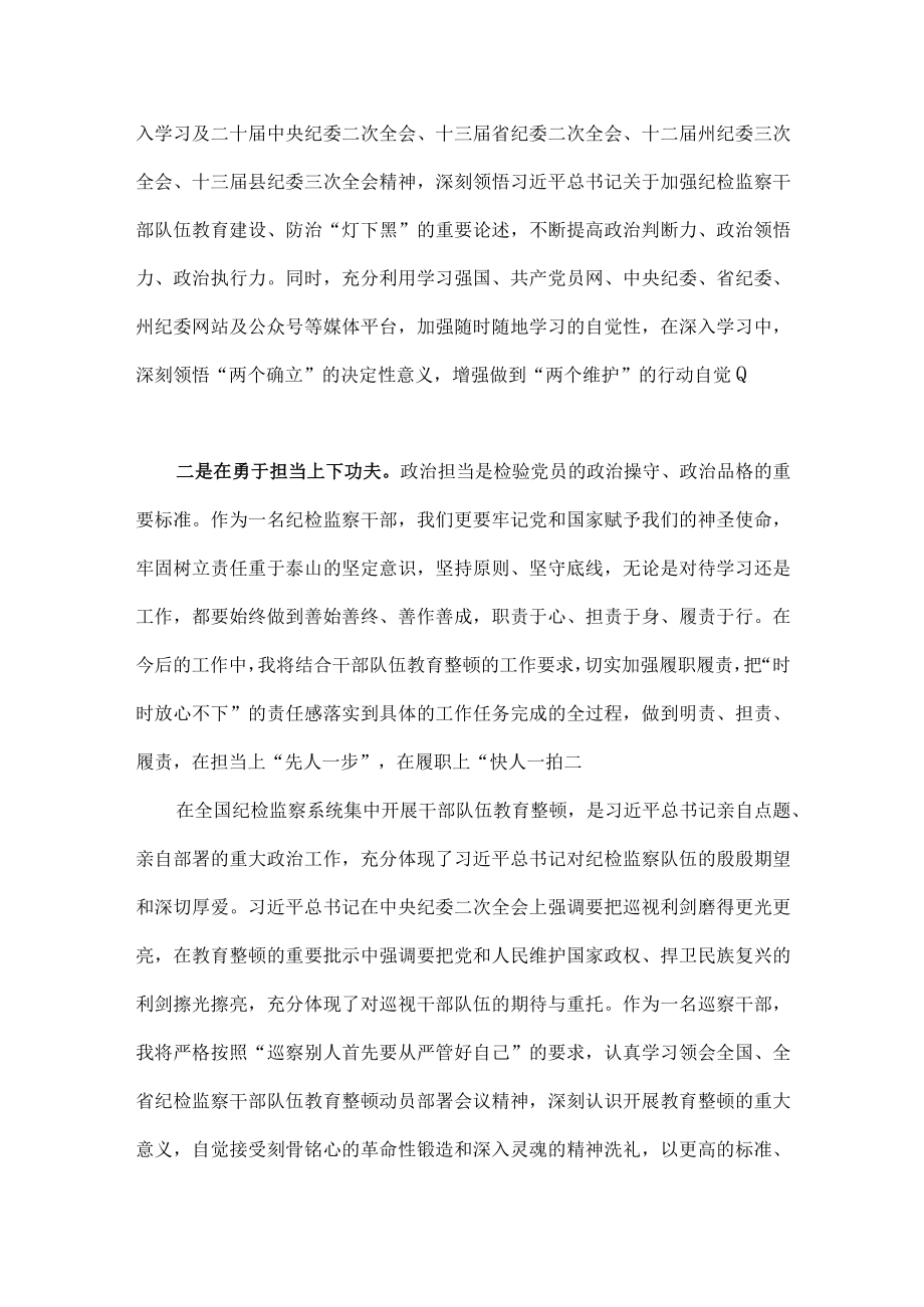 2023年纪检监察干部队伍教育整顿学习心得体会研讨发言材料工作实施方案（两份稿）.docx_第2页