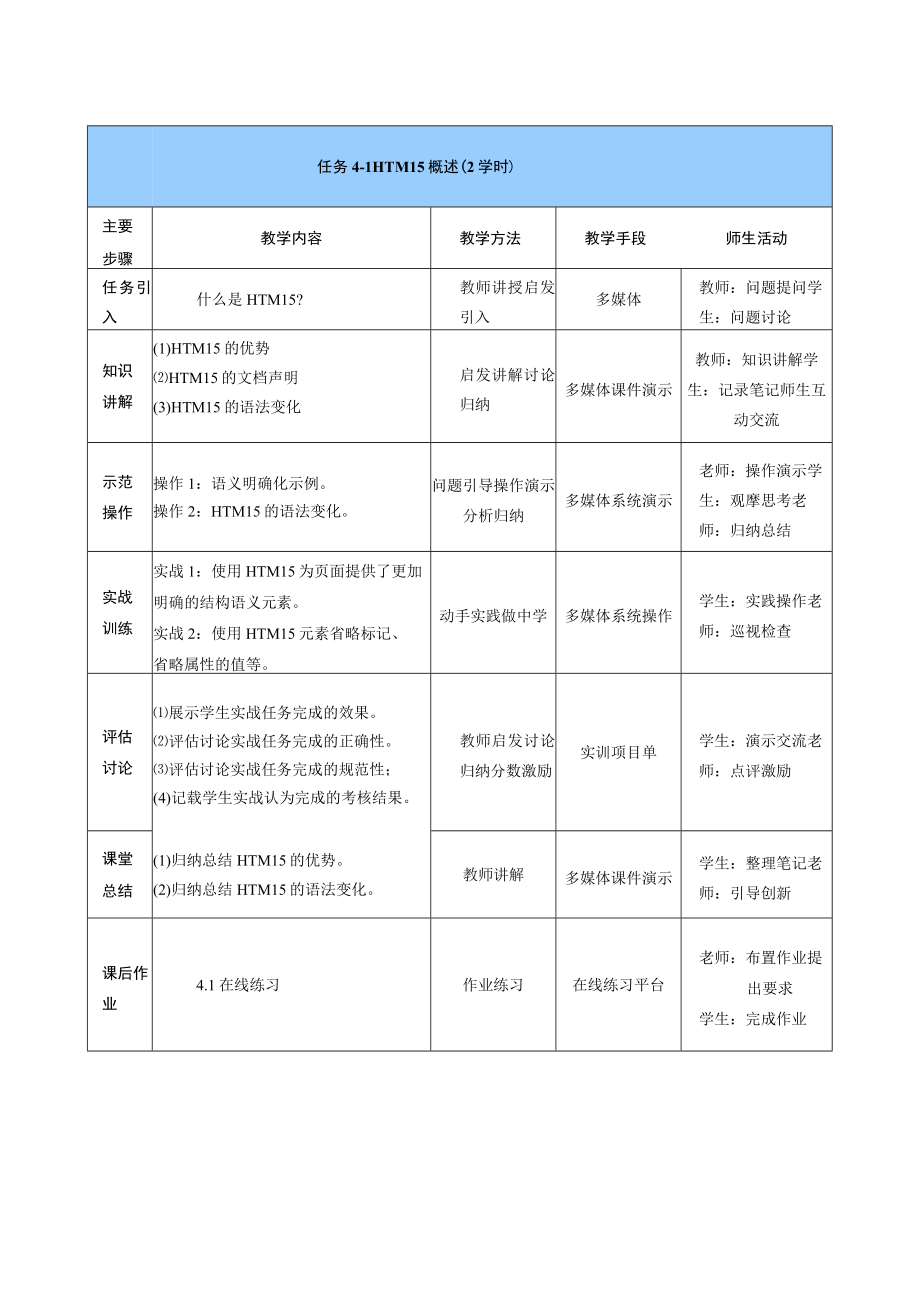 Web前端开发之网页设计 教案 单元4 HTML5新特性.docx_第2页