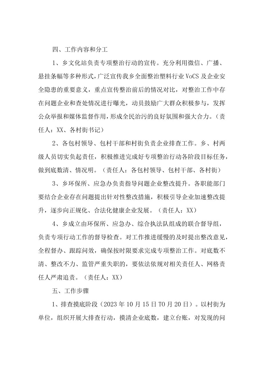 XX乡关于塑料行业VOCs及安全生产专项整治行动方案.docx_第2页