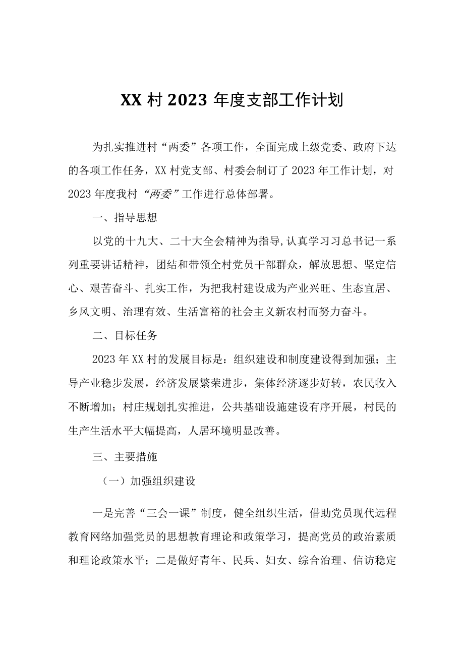 XX村2023年度支部工作计划.docx_第1页