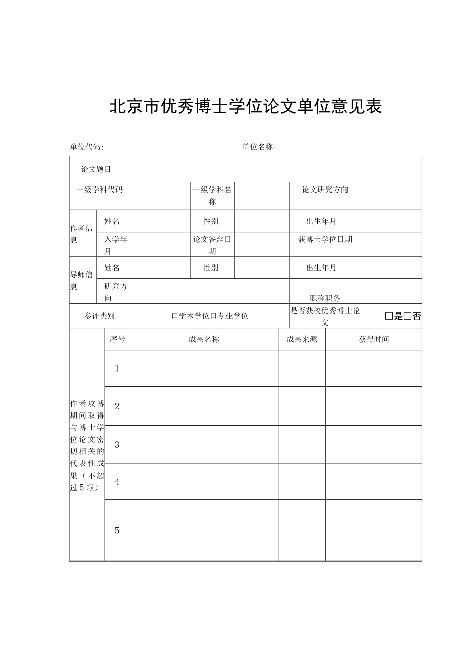 北京市优秀博士学位论文单位意见表专家推荐表中文摘要格式.docx_第1页