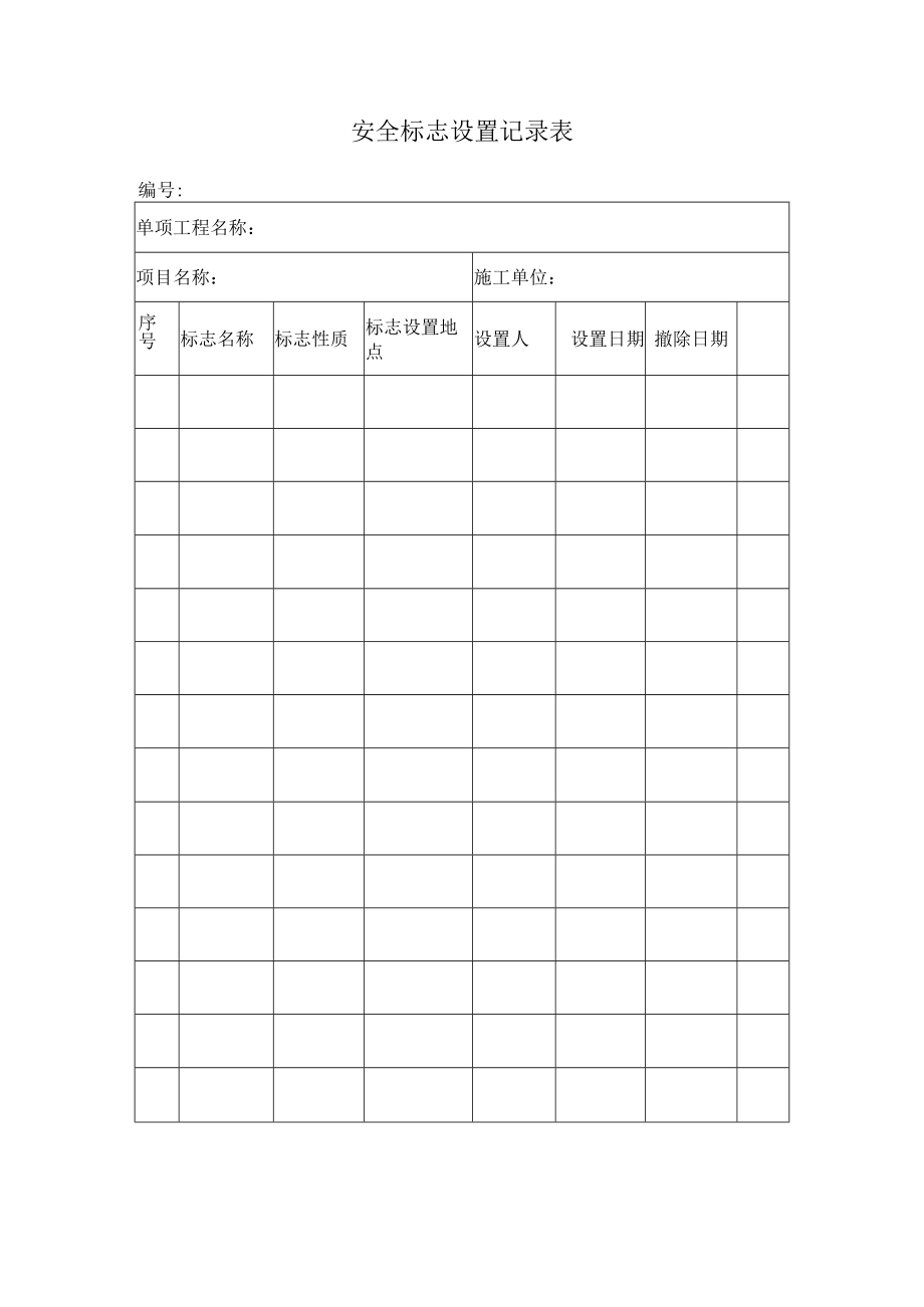 安全标志设置记录表.docx_第1页