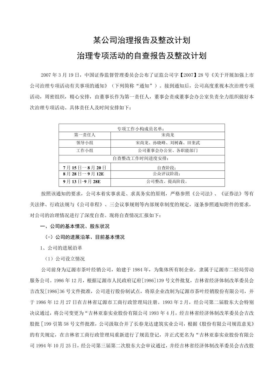 某公司治理报告及整改计划.docx_第1页