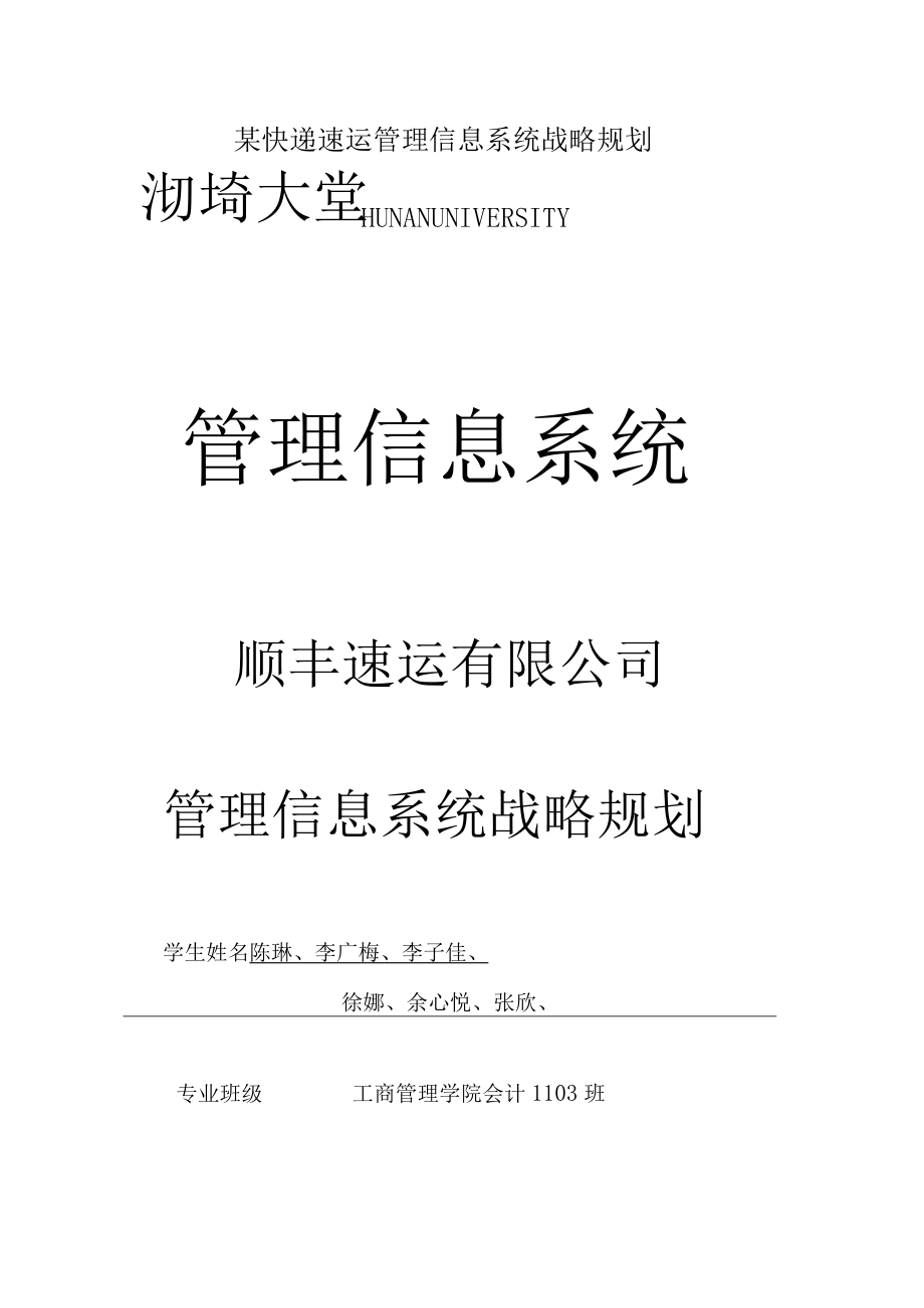 某快递速运管理信息系统战略规划.docx_第1页