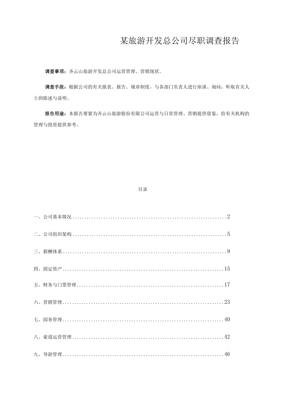 某旅游开发总公司尽职调查报告.docx_第1页