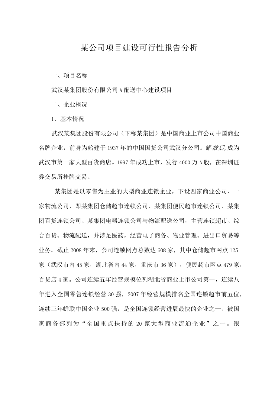 某公司项目建设可行性报告分析.docx_第1页