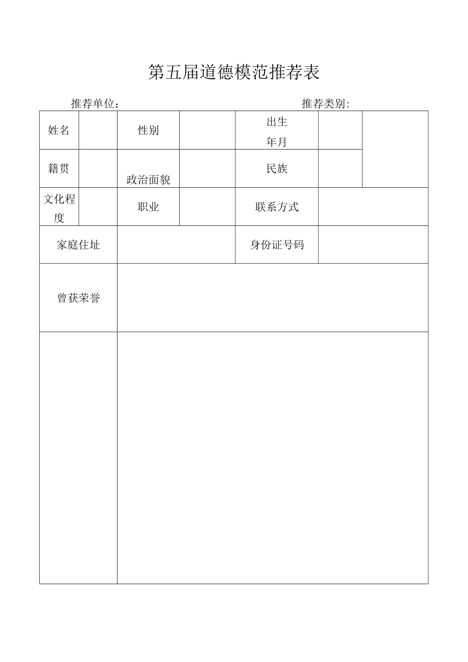 第五届道德模范推荐表.docx_第1页