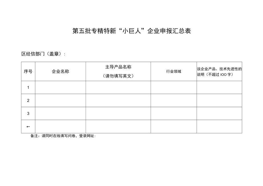 第五批专精特新小巨人企业申报汇总表.docx_第1页