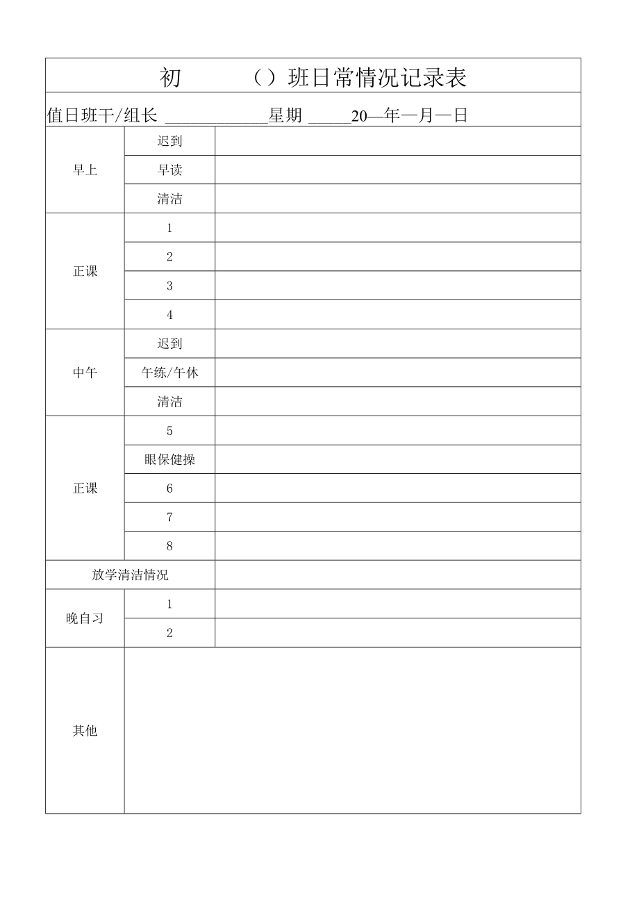 班级每日情况记录表.docx_第1页