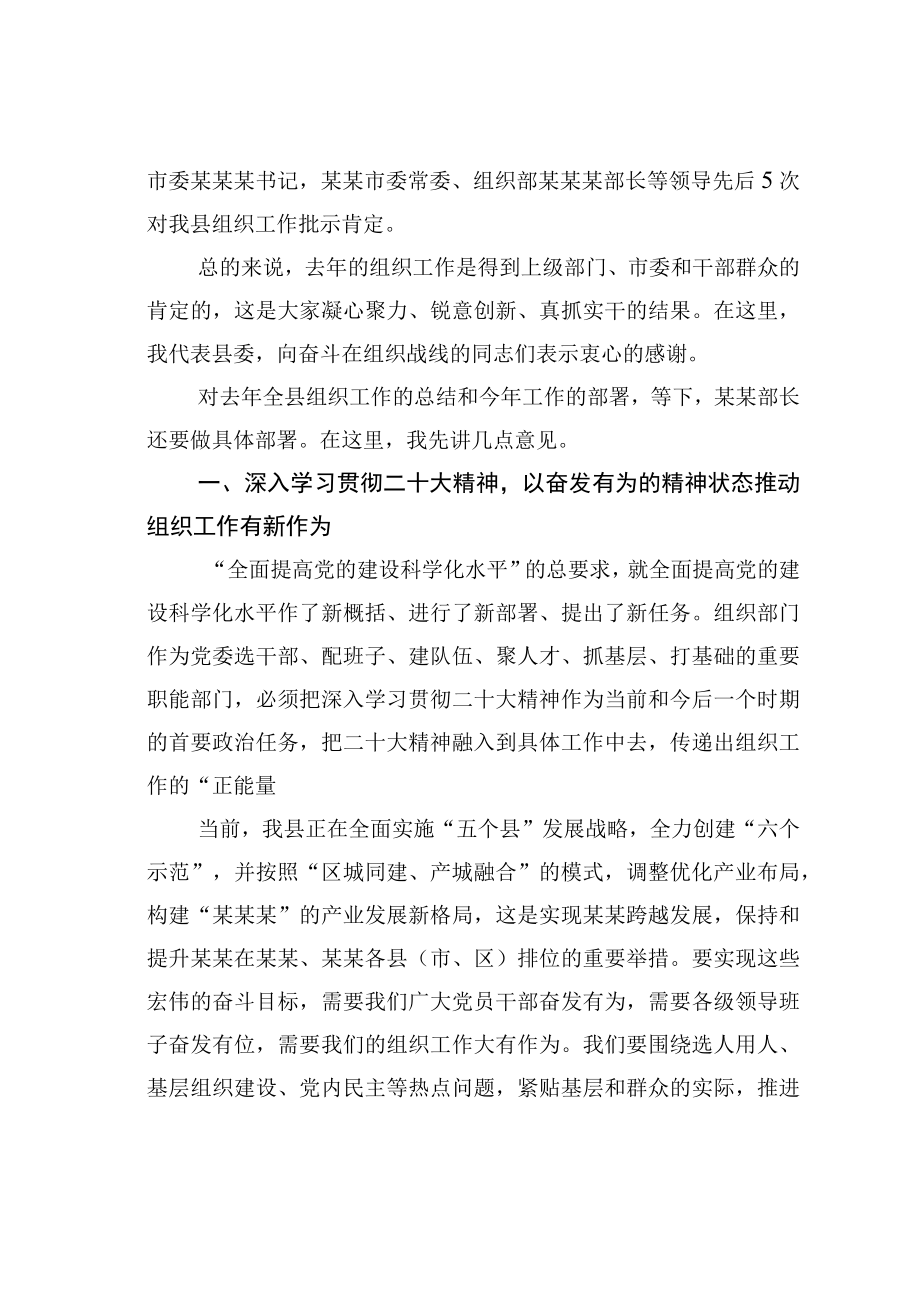 某某县委组织部长在2023年全县组织工作会议上的讲话.docx_第2页