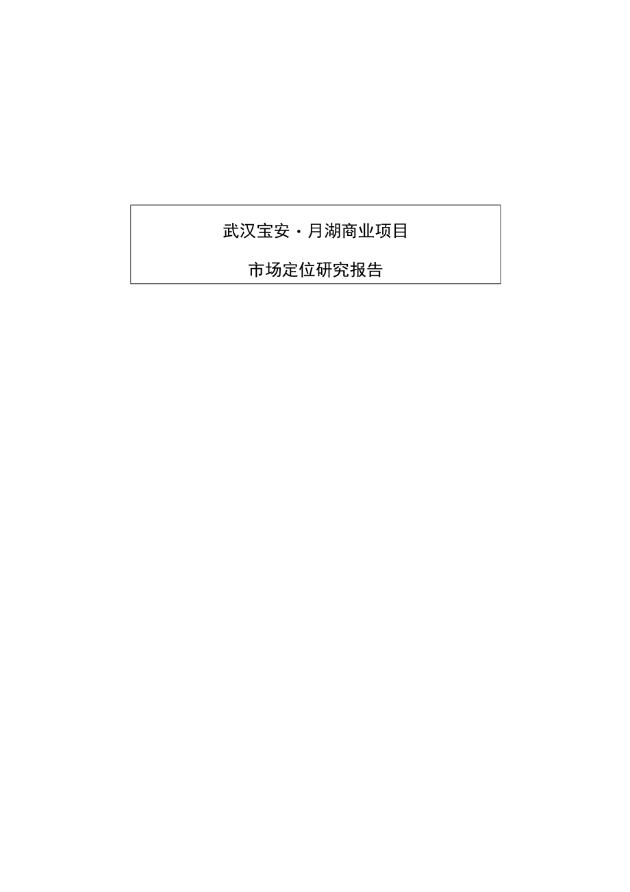 武汉宝安月湖市场商业项目定位研究报告.docx_第1页