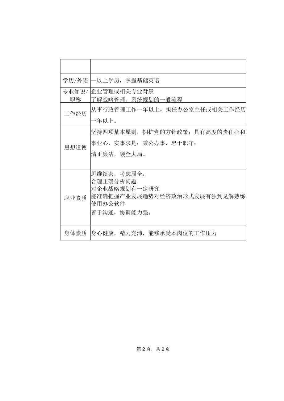 系统规划与战略管理——办公室人力资源财会职位说明书一稿资料文档.docx_第2页