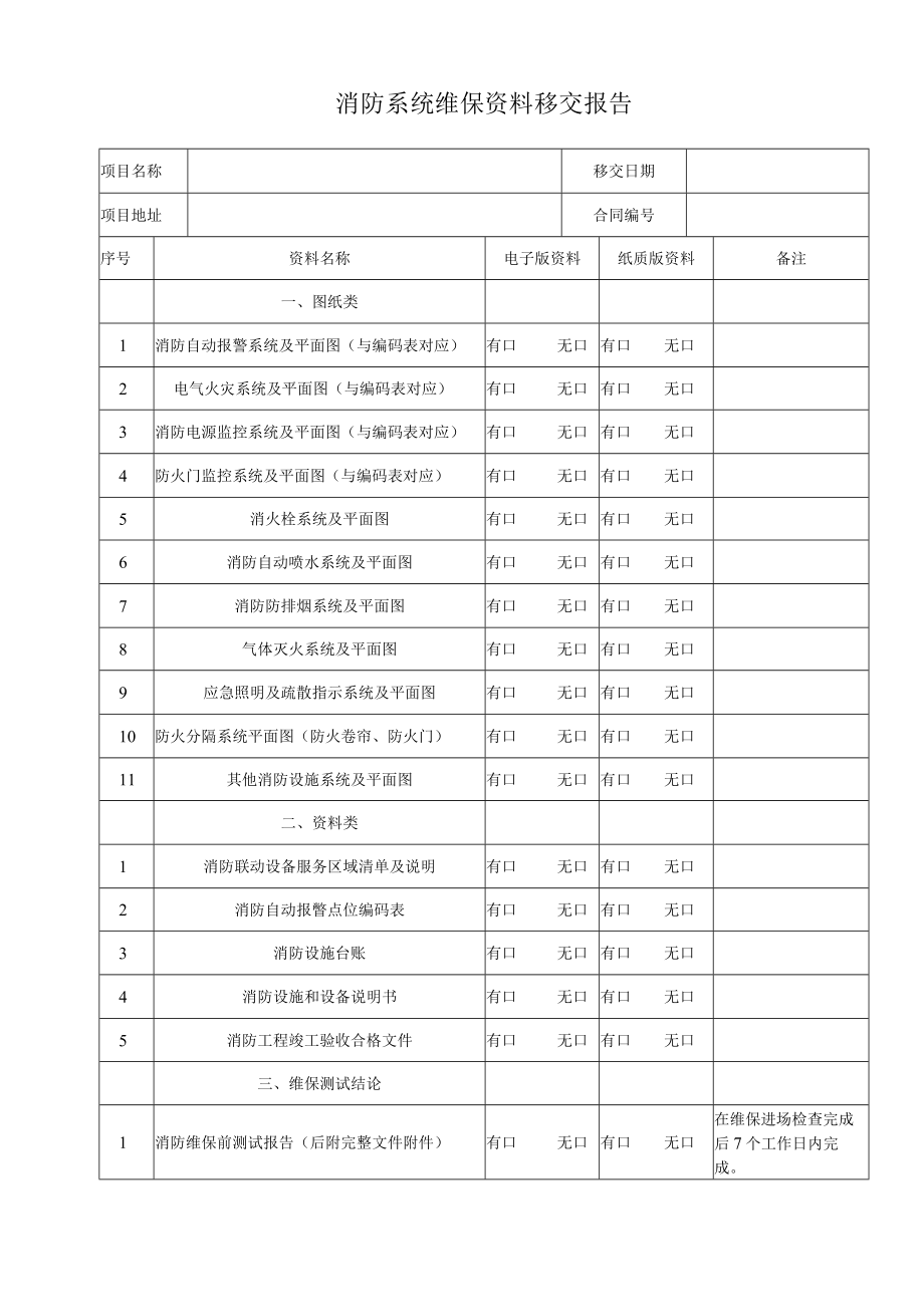 消防系统维护保养移交报告.docx_第1页