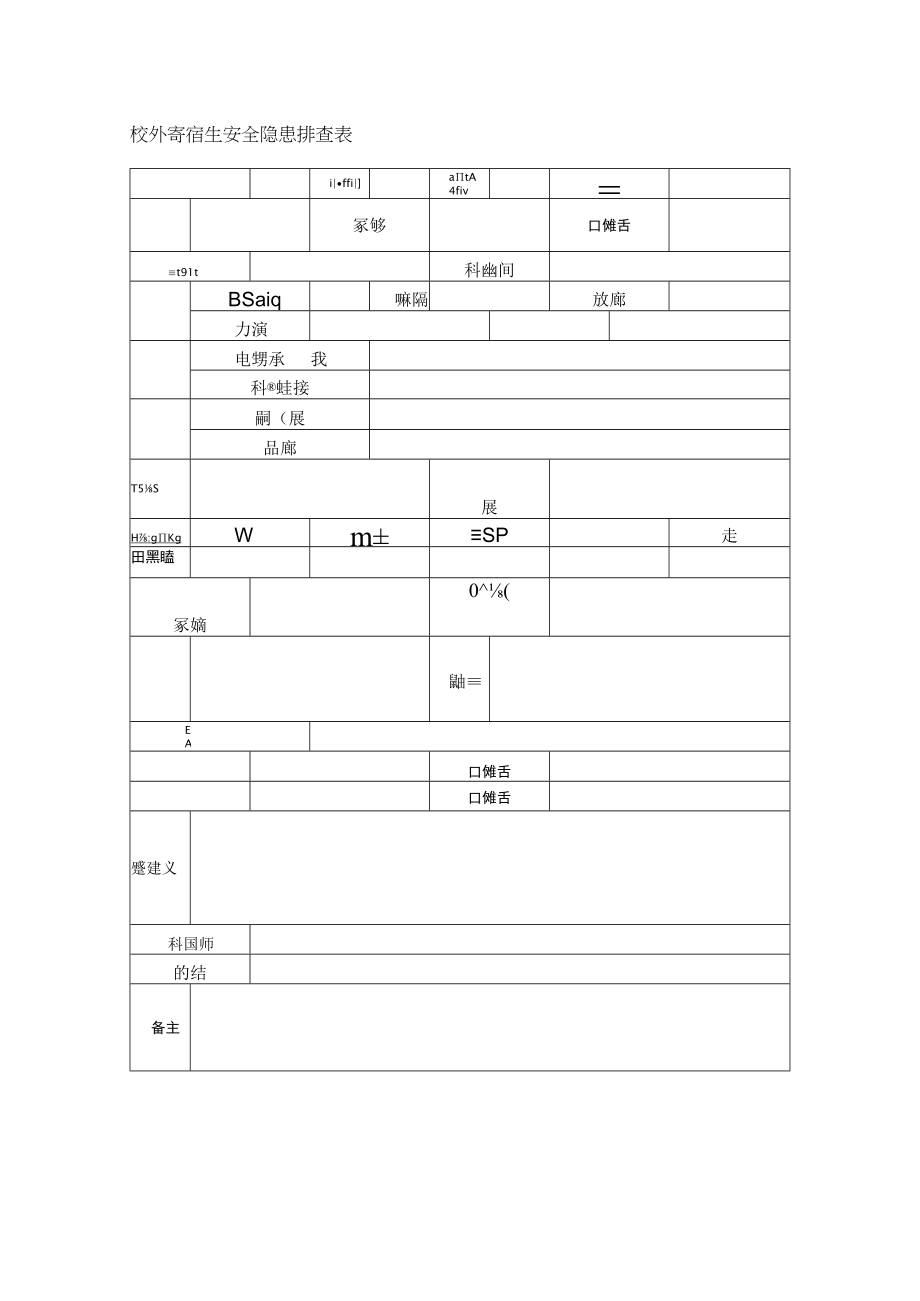 校外寄宿生安全隐患排查表.docx_第1页