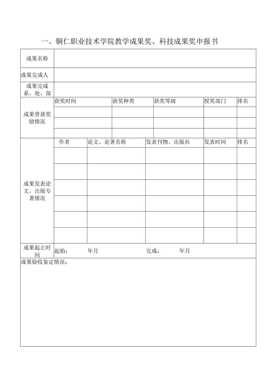 铜仁职业技术学院教学成果奖科技成果奖申报书.docx_第1页