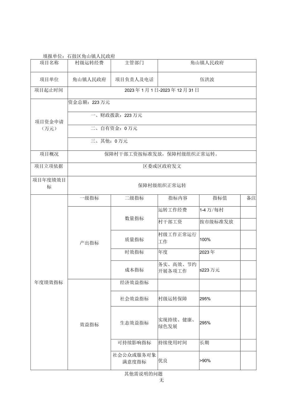 项目绩效目标申报022年度.docx_第1页