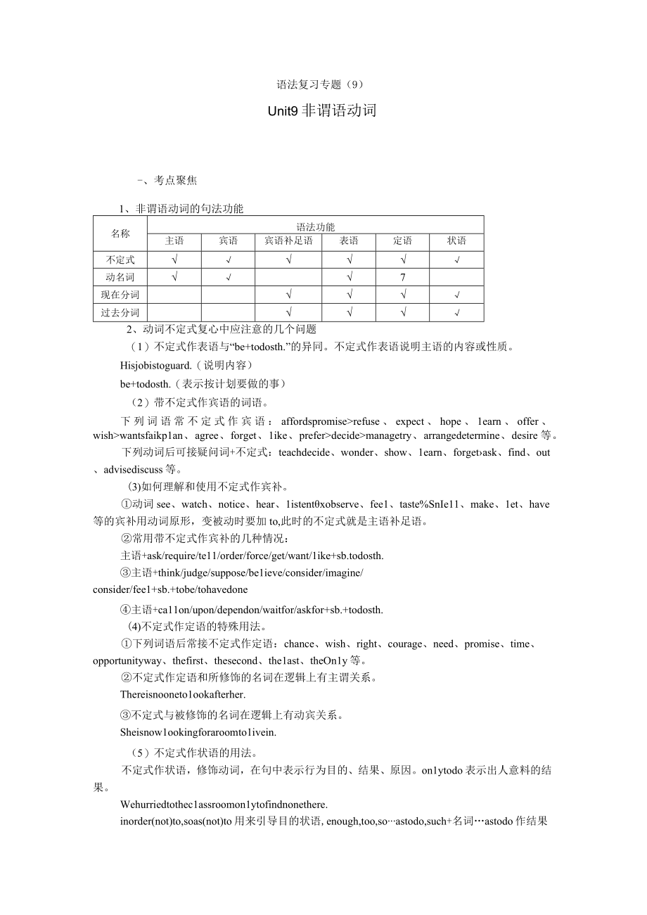 语法复习专题9Unit9非谓语动词.docx_第1页