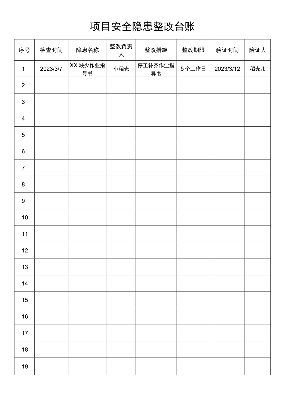 项目安全隐患整改台账.docx_第1页