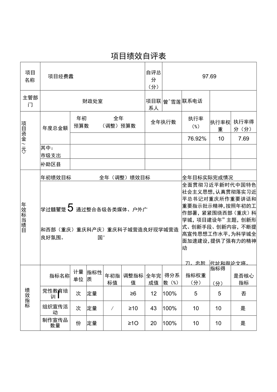 项目绩效自评表.docx_第1页