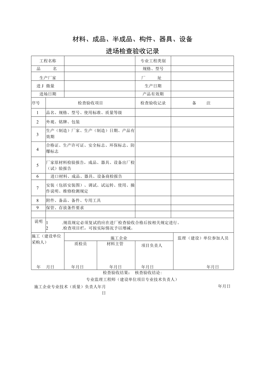 物料进场检查验收记录.docx_第1页