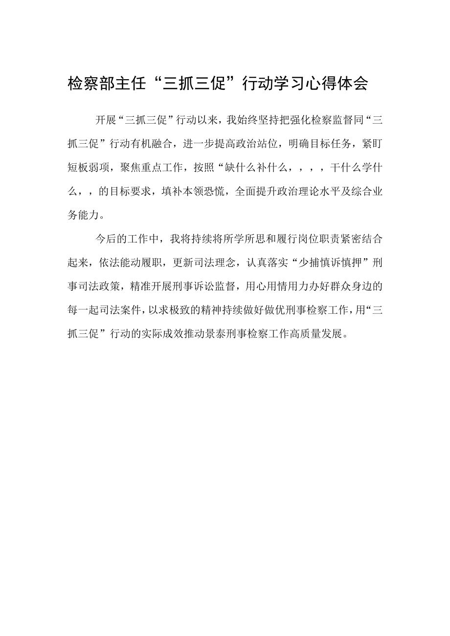 检察部主任“三抓三促”行动学习心得体会.docx_第1页