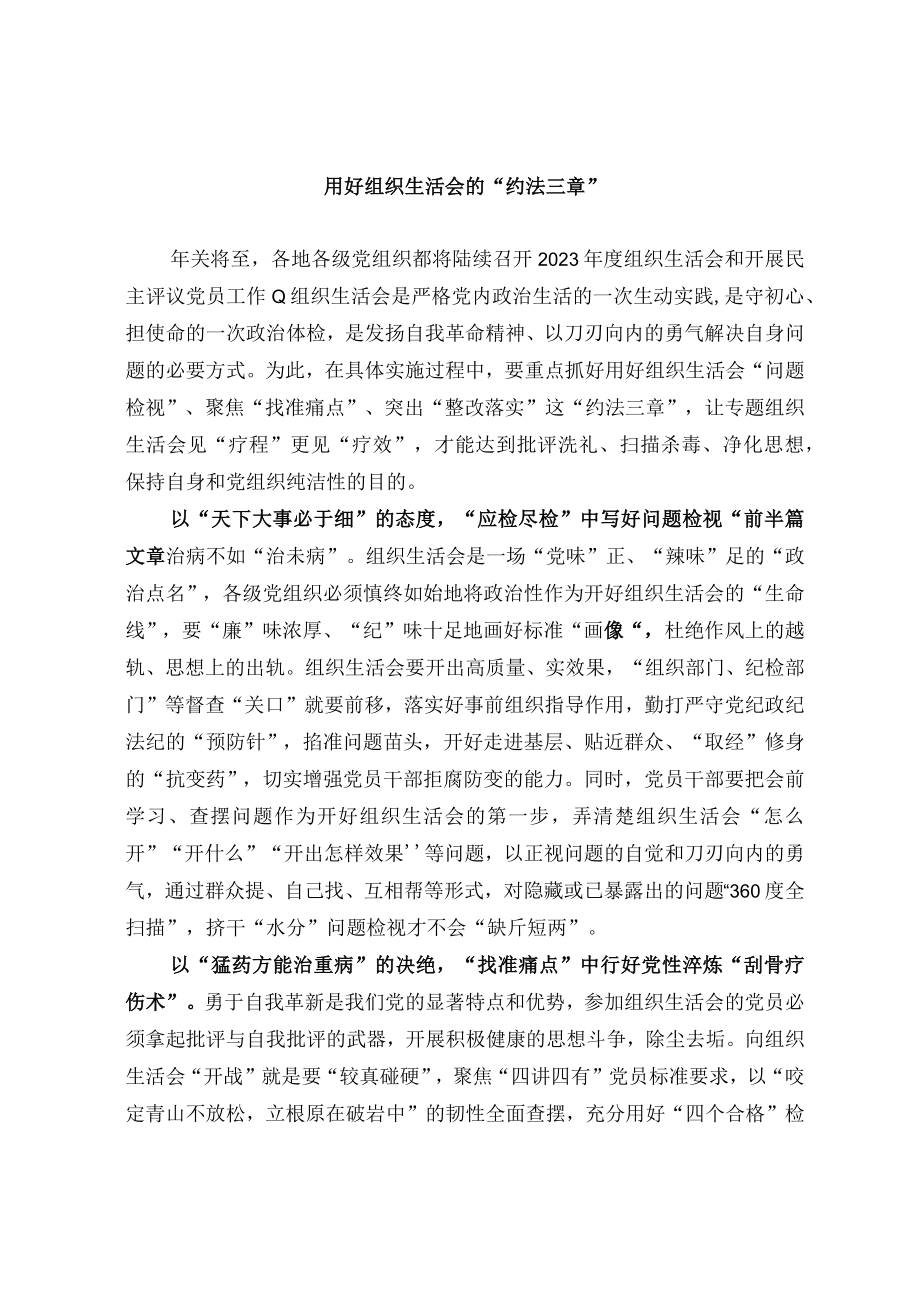 用好组织生活会的约法三章.docx_第1页