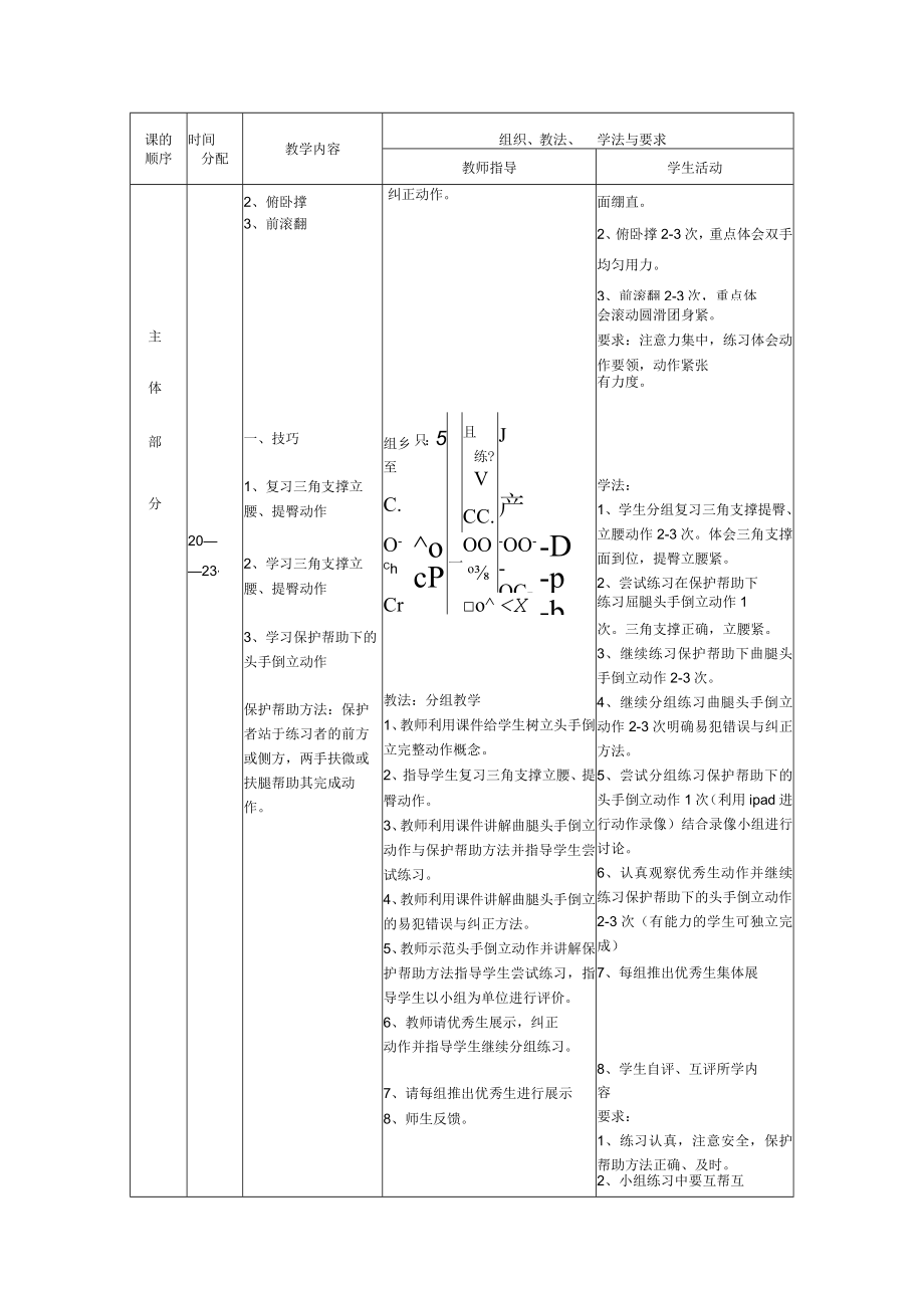 水平四九年级体育头手倒立教案.docx_第2页