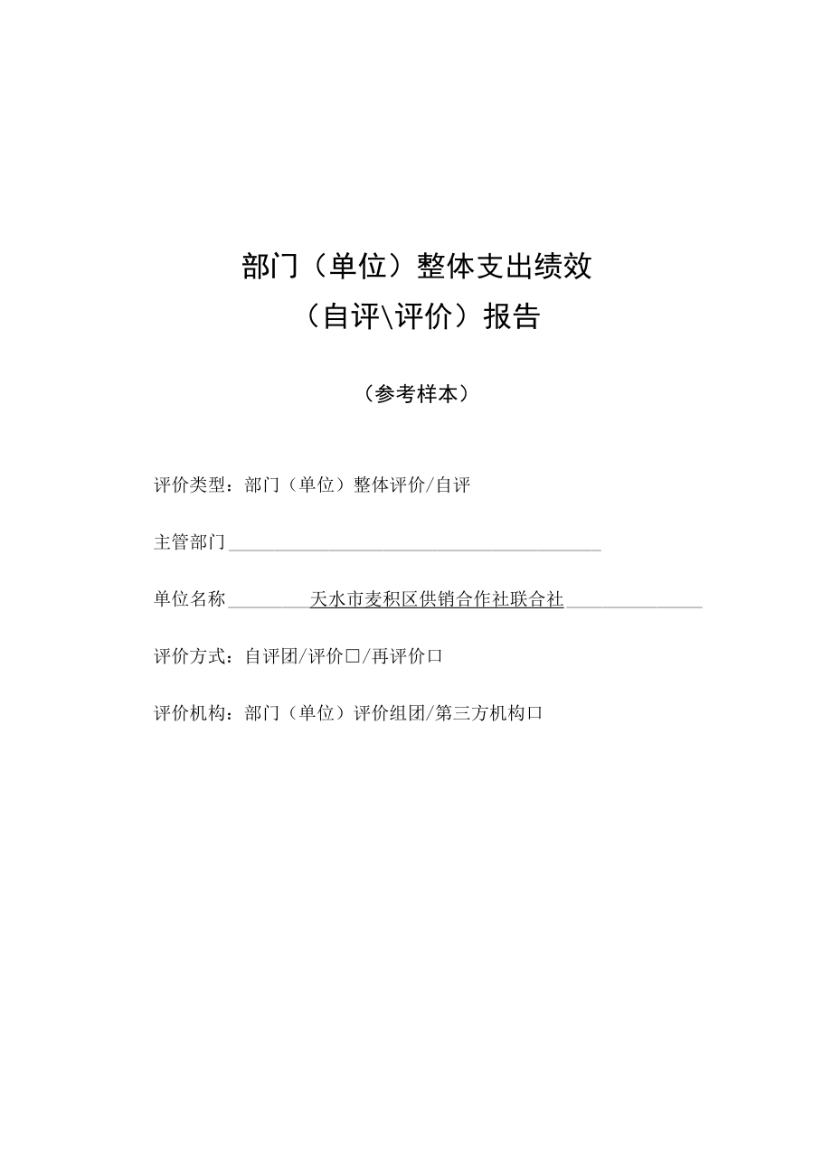 部门单位整体支出绩效自评评价报告.docx_第1页