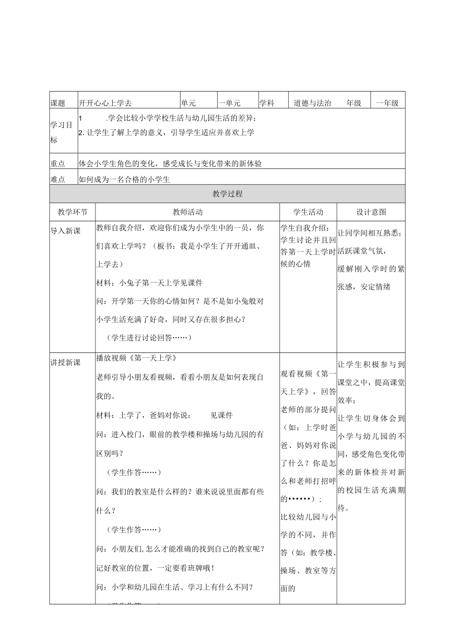 道德与法治一年级上册全册教案.docx_第1页