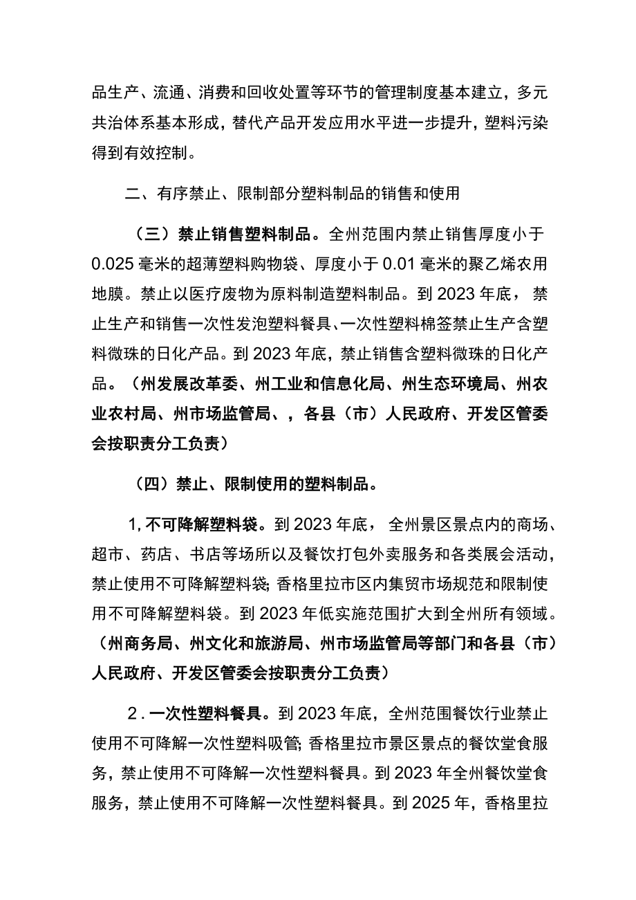 迪庆州进一步加强塑料污染治理实施方案及任务分工.docx_第2页